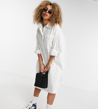Collusion oversize midi shirt dress in white - ShopStyle