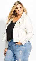 Thumbnail for your product : City Chic Faux Fur Collar Jacket - ivory