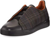 Thumbnail for your product : Ermenegildo Zegna Couture Pelle Tessuta Leather Triple-Stitch Sneaker