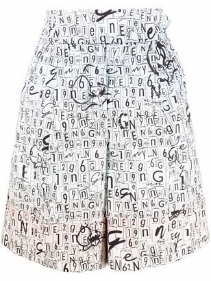 Genny Logo-Print Flared Shorts