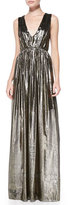 Thumbnail for your product : Alice + Olivia Issa Pleated V-Neck Metallic Gown