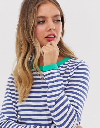 Brave Soul eloise long sleeve t shirt in stripe with contrast rib
