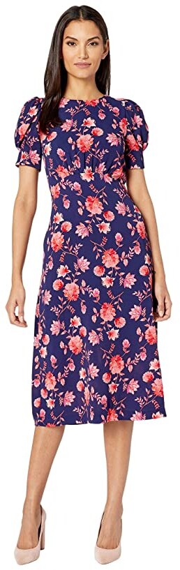 Vince Camuto Floral dress w sleeves -size large