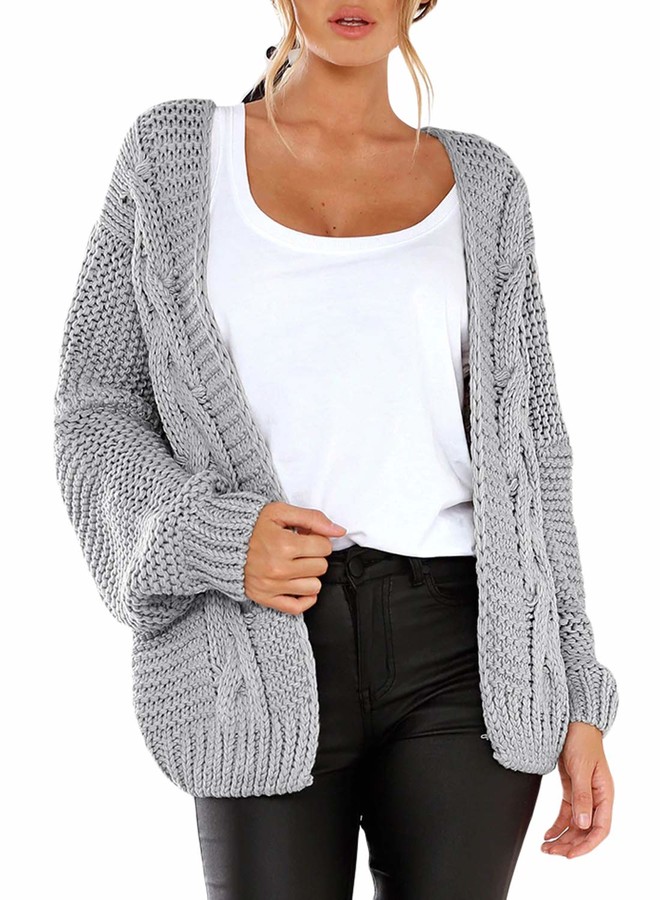 womens grey chunky knit cardigan