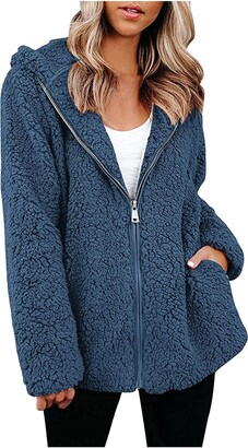 Plush Fleece Jacket Women Lapel Sherpa Jacket Winter Warm Soft Teddy Bear  Coat Oversized Zip Up Sweatshirt at  Women's Coats Shop