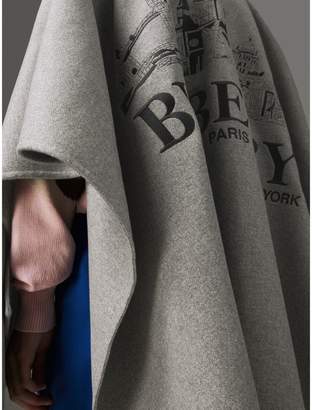 Burberry Embroidered Skyline Cashmere Poncho