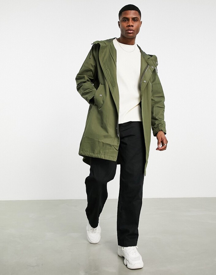 Fred Perry shell parka jacket in khaki - ShopStyle