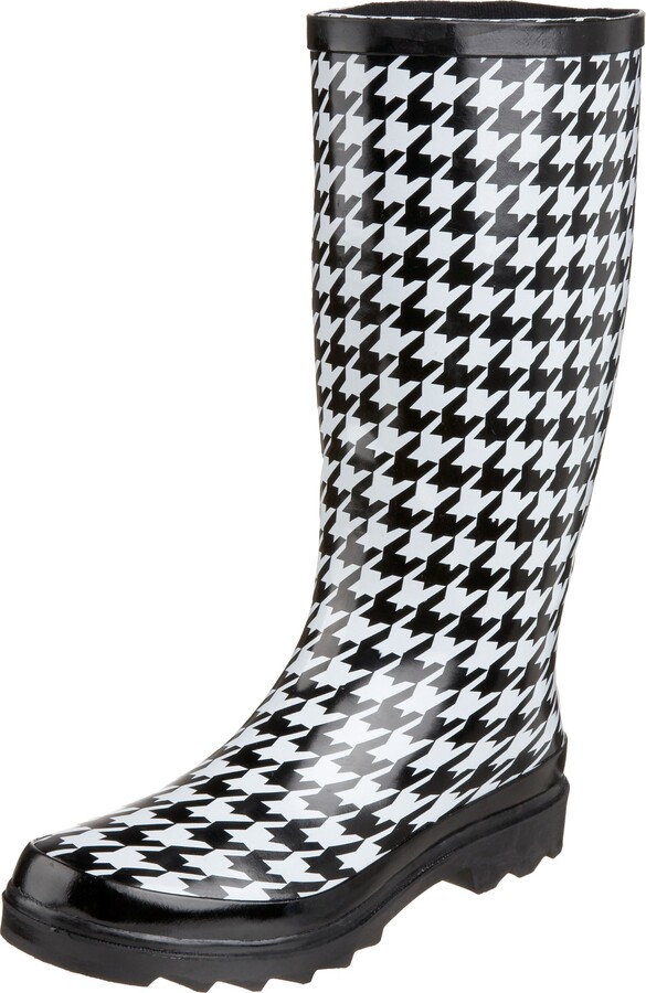 houndstooth rubber boots