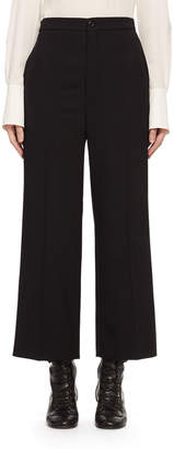 Chloé High-Waist Stretch-Wool Cropped Pants, Black