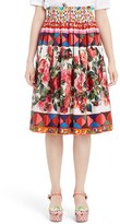 Thumbnail for your product : Dolce & Gabbana Women's Print Smocked Waist Poplin Skirt