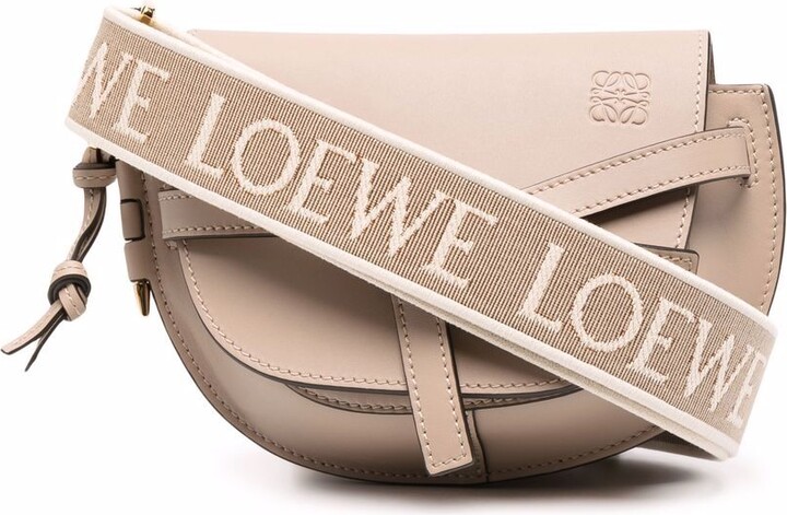 Loewe Ladies Soft Calfskin Mini Gate Shoulder Bag In Tan/Medium Pink