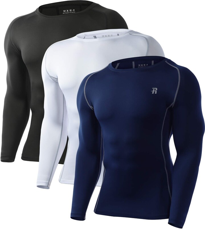Runhit 3 Pack Compression Shirts for Men Long Sleeve Men's Long
