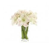 Thumbnail for your product : The Well Appointed House Silk Cream & Pink Amaryllis Flower Arrangement in Tapered Square Glass Vase