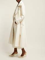 Thumbnail for your product : Sara Battaglia Double Breasted Faux Leather Trench Coat - Womens - Ivory