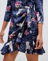 Thumbnail for your product : Liquorish floral and bird print wrap dress
