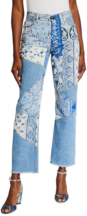 Etro Patchwork Jeans with Fringe Hem - ShopStyle