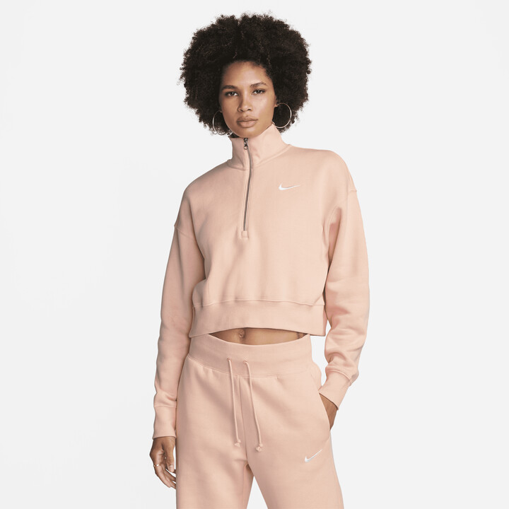 Nike Women's Sportswear Phoenix Fleece Oversized 1/2-Zip Crop Sweatshirt in  Pink - ShopStyle