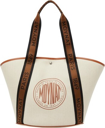 MOYNAT Women's Monogram Leather Tote Bag Brown Made in France