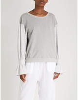 Thumbnail for your product : Stateside Striped-sleeve cotton-jersey sweatshirt