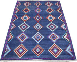 Isabelline One-of-a-Kind Hand-Knotted Blue/Purple 4'2\