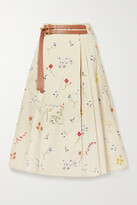 Thumbnail for your product : Tory Burch Belted Embellished Cotton-twill Midi Skirt