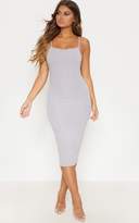 Thumbnail for your product : PrettyLittleThing Grey Knitted Rib Midi Dress