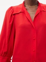 Thumbnail for your product : Stella McCartney Reese Cropped-sleeve Silk-crepe Shirt - Red