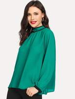 Thumbnail for your product : Shein Tie Neck Back Blouse