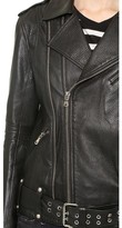 Thumbnail for your product : Balmain Pierre Belted Leather Moto Jacket