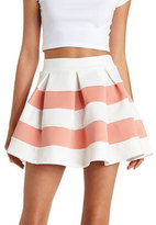 Thumbnail for your product : Charlotte Russe Pleated & Striped Skater Skirt