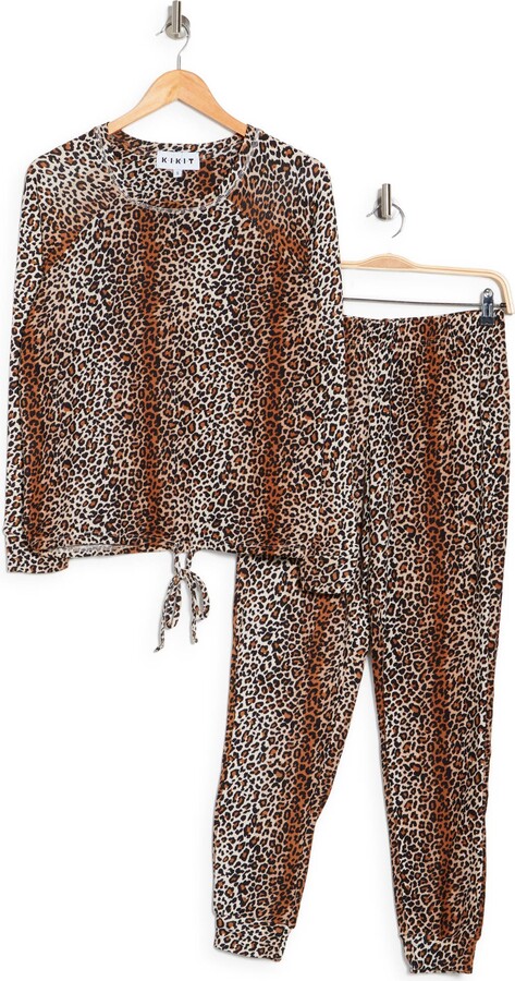 KIKIT Long Sleeve Tie Front Top & Joggers 2-Piece Pajama Set - ShopStyle