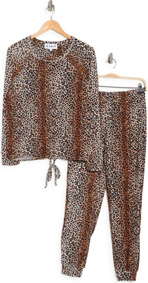 Calvin Klein One long sleeve top and animal print pants pajama in