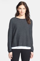 Thumbnail for your product : Eileen Fisher Stripe Bateau Neck Sweater (Online Only)