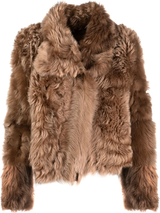 Yves Salomon Shearling Stand Up-Collar Jacket