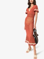 Thumbnail for your product : She Made Me Neha crochet fitted midi dress