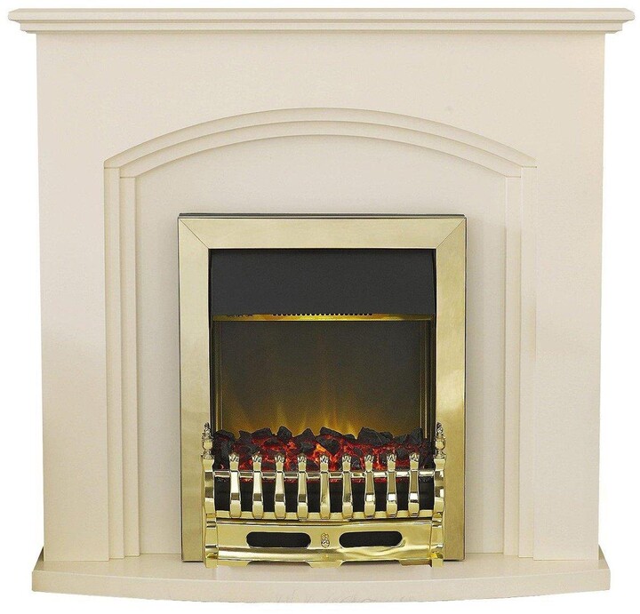 Adam Fires & Fireplaces Truro Electric Fireplace Suite With Brass Inset