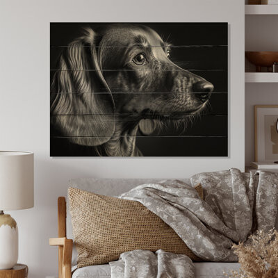 Red Barrel Studio Portrait Of A Black Glam Dachshund XI - Print on Wood