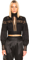 Thumbnail for your product : Self-Portrait Lace Trimmed Top in Black | FWRD