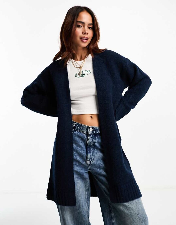 ASOS DESIGN edge to edge chunky cardigan in navy ShopStyle