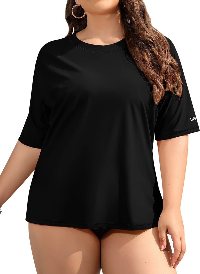 CharmLeaks Ladies Plus Size Rash Vest Short Sleeve UPF 50+ Rashguard