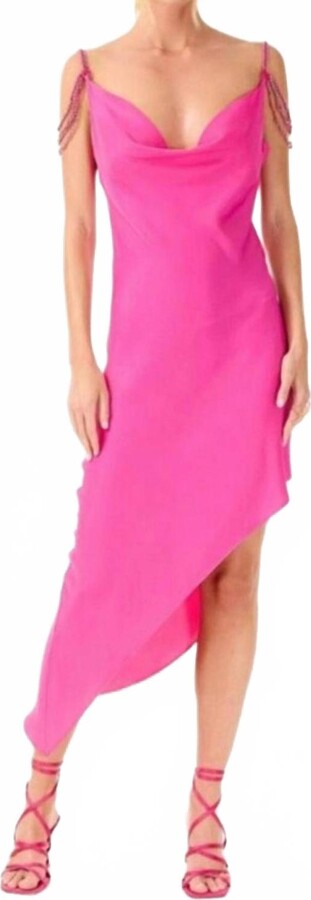 My Beachy Side Ruby Beaded Midi Dress In Fuschia