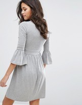 Thumbnail for your product : boohoo Wrap Over Skater Dress With Fluted Cuffs