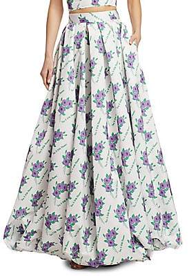 Rosie Assoulin Women's Full Floral Pleated Maxi Skirt
