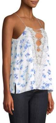 CAMI NYC Charlie Silk Lace-Up Floral Camisole