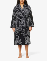 Thumbnail for your product : Desmond & Dempsey Jaguar-print cotton towelling dressing gown