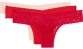 Thumbnail for your product : Hanky Panky Signature Set Of Three Stretch-lace Thongs