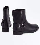 Thumbnail for your product : New Look Black Stirrup Side Mid Calf Biker Boots