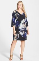 Thumbnail for your product : Donna Ricco Print Jersey Shift Dress (Plus Size)