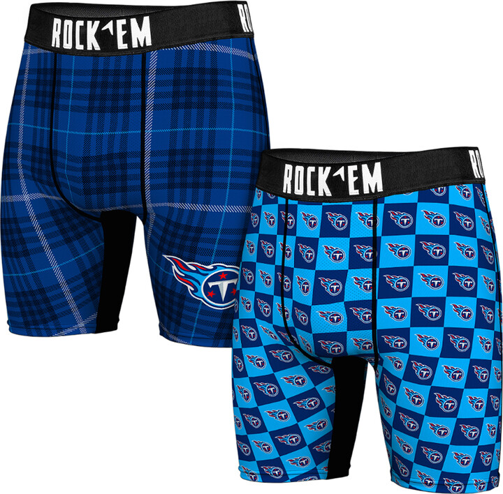 Men's Rock Em Socks Tennessee Titans Two-Pack Plaid and Checkerboard Boxer Briefs