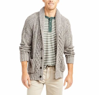 mens grey chunky knit cardigan